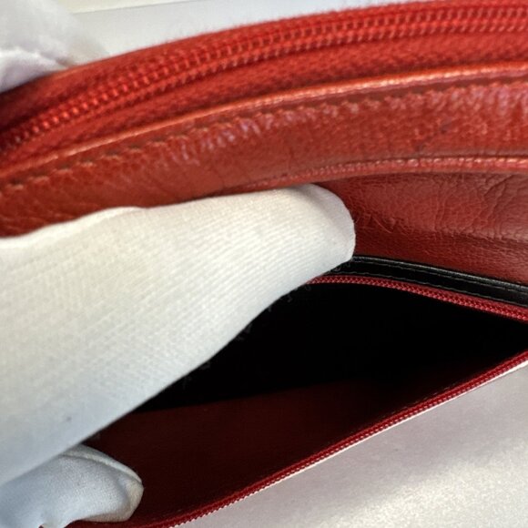 Lanvin Paris Red Leather Crossbody Bag With Black & White Trim - Picture 7 of 12